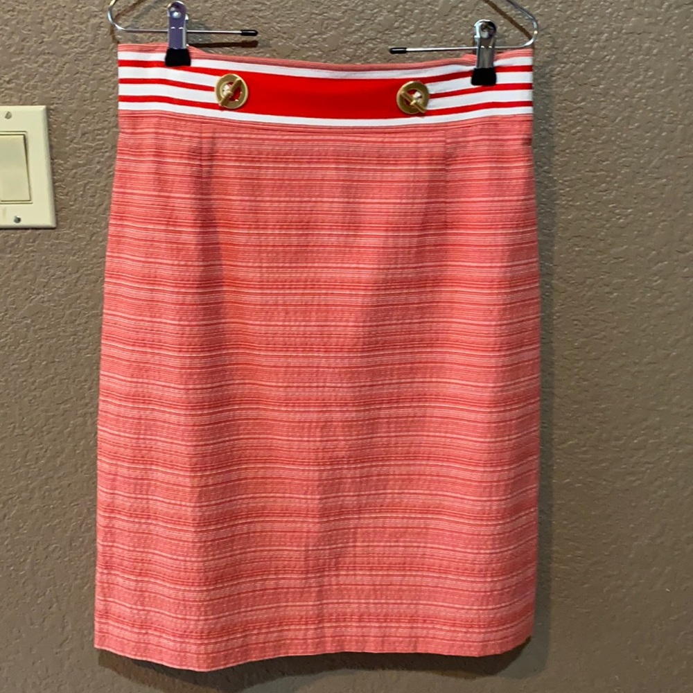 Antonio Melani pencil skirt, size 8, orange&white